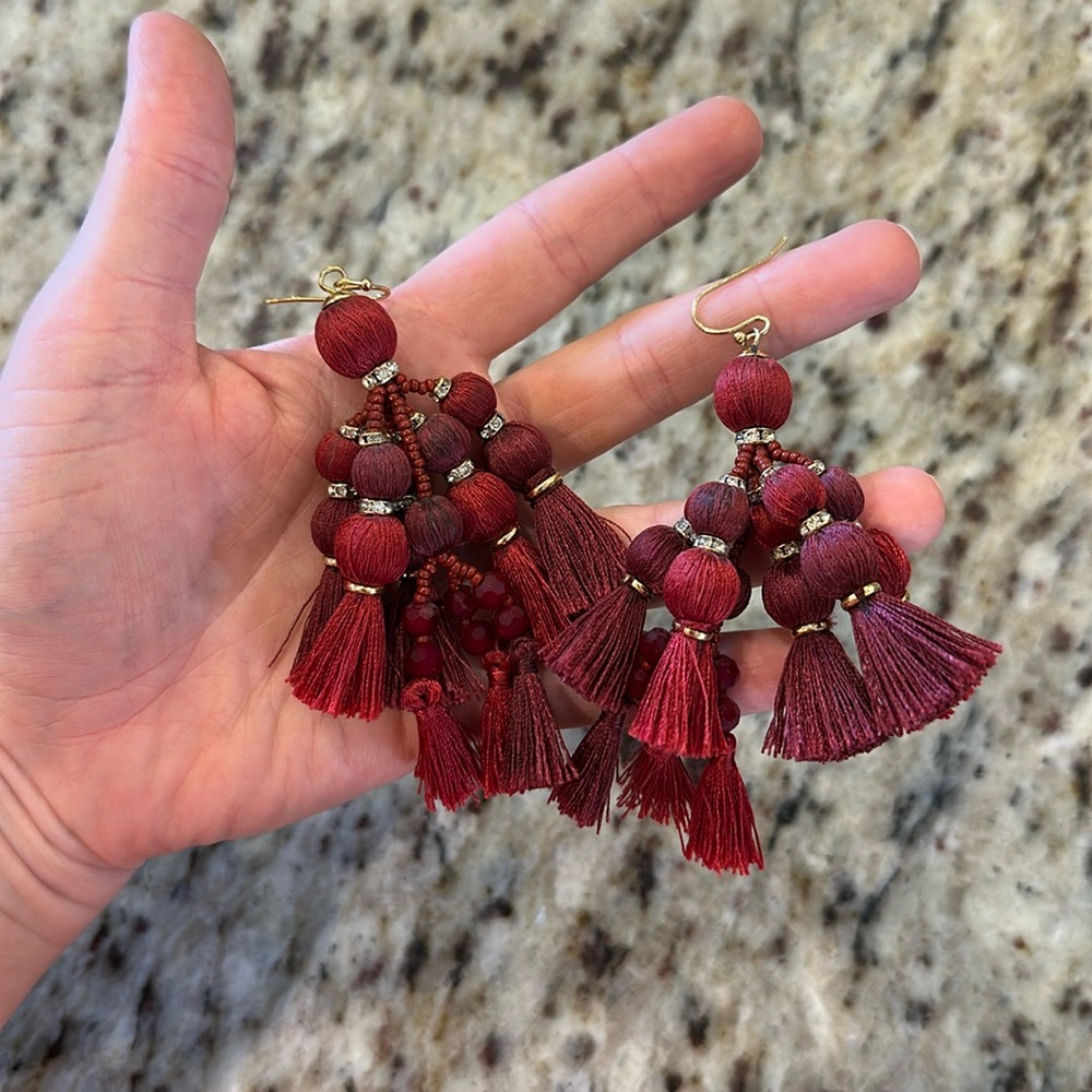 Kate Spade red tassel earrings